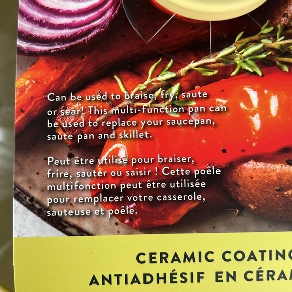 Authentic Kitchen Ceramic Nonstick 10.3” 2.6 QT Skillet Frying Pan Yellow NEW - Picture 6 of 9